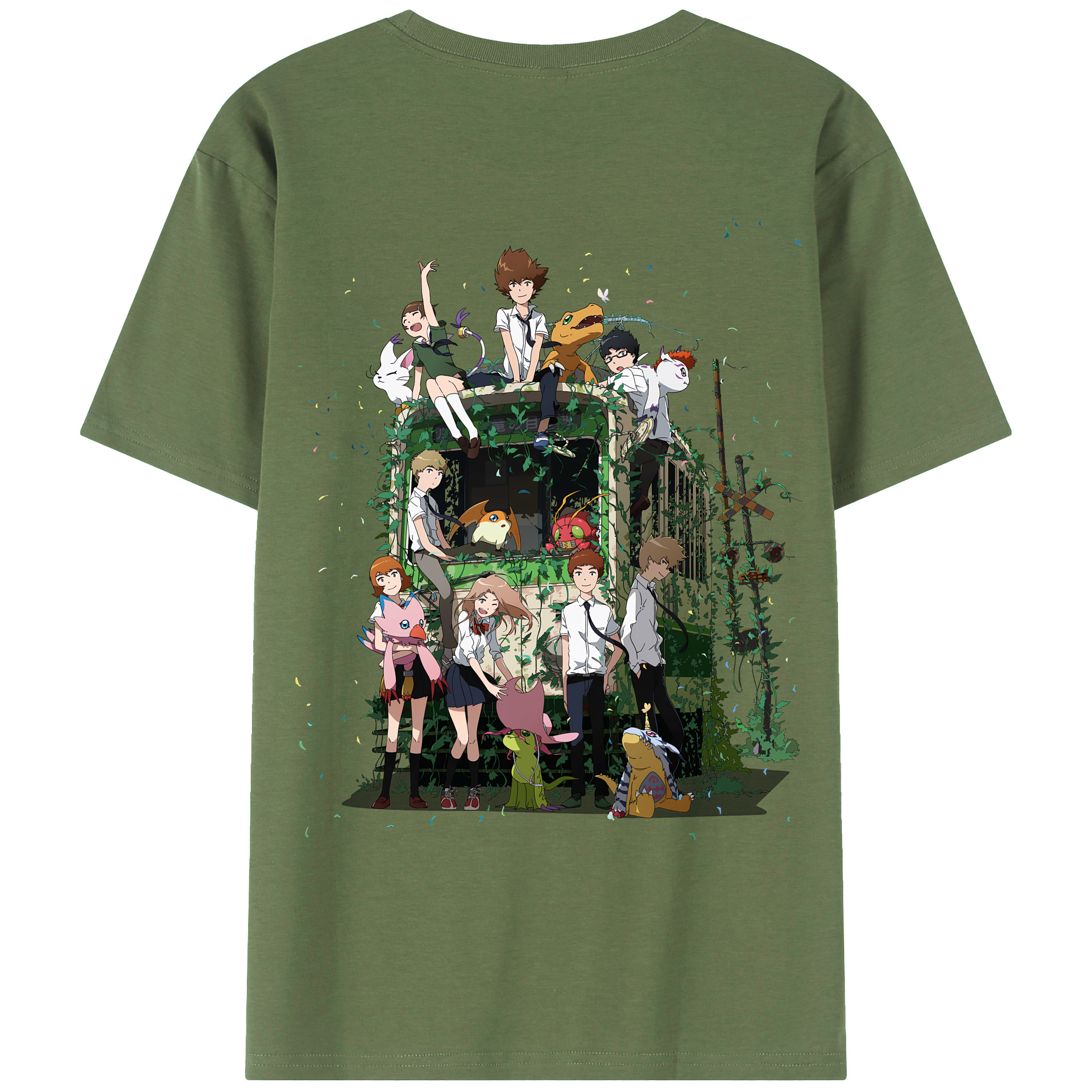 （画像用） Digimon デジタルモンスター/デジモン 綿100％ メンズ半袖Tシャツ（バックプリント） 通気性